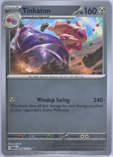 Tinkaton Reverse Holo (098) 2025 Pokemon Meg EN-Mega Evolution