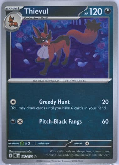 Thievul Reverse Holo (090) 2025 Pokemon Meg EN-Mega Evolution