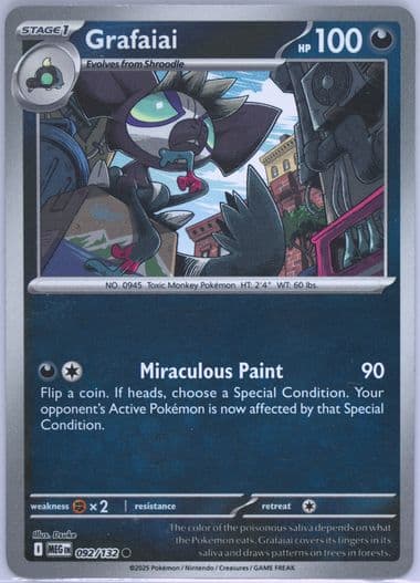 Grafaiai Reverse Holo (092) 2025 Pokemon Meg EN-Mega Evolution