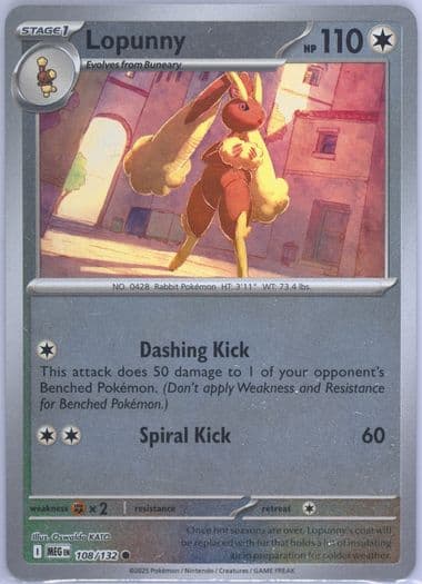 Lopunny Reverse Holo (108) 2025 Pokemon Meg EN-Mega Evolution