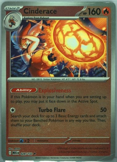 Cinderace Reverse Holo (028) 2025 Pokemon Meg EN-Mega Evolution