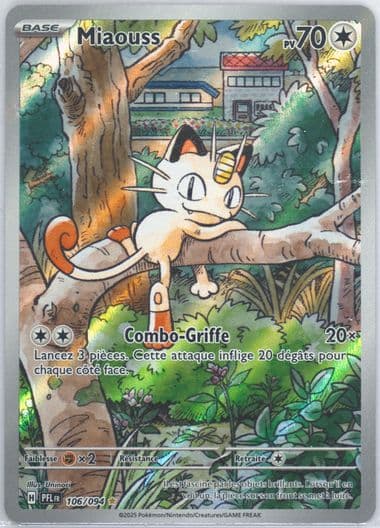 Meowth Illustration Rare (106) 2025 Pokemon French Pfl FR-Phantasmal Flames