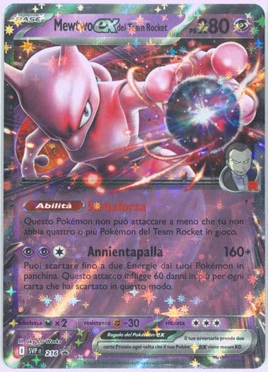 Team Rocket's Mewtwo EX Team Rocket Tin (216) 2025 Pokemon Italian Svp It-SV Black Star Promo