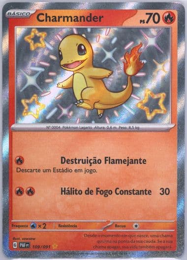 Charmander Shiny Rare (109) 2024 Pokemon Portuguese Paf PT-Paldean Fates