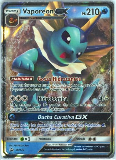 Vaporeon GX Vaporeon GX Special Collection-Spanish (SM172) 2019 Pokemon SM Black Star Promo