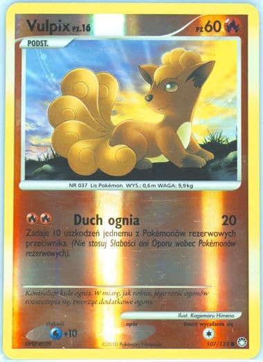 Vulpix-Reverse Foil (107) 2012 Pokemon Polish Diamond & Pearl Mysterious Treasures