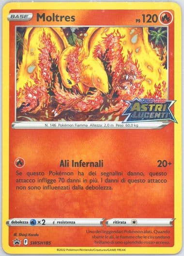 Moltres-Holo Prerelease-Italian (185) 2022 Pokemon Swsh Black Star Promo