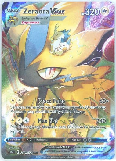 Full Art/Zeraora Vmax (219) 2022 Pokemon Indonesian Sword & Shield Vstar Universe