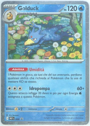 Golduck Mega Evolution Three Pack Blister (008) 2025 Pokemon Italian Mep It-Me Black Star Promo