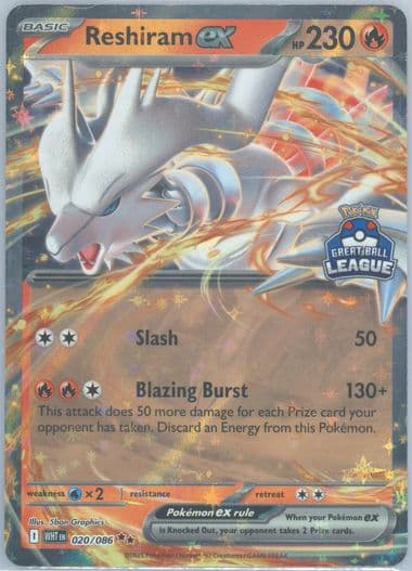 Reshiram EX Great Ball League-Top Prize (020) 2025 Pokemon Wht EN-White Flare
