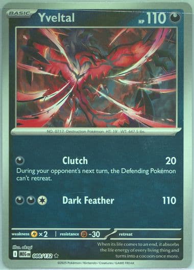 Yveltal Reverse Holo (088) 2025 Pokemon Meg EN-Mega Evolution