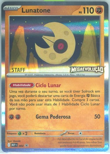 Lunatone Mega Evolution Prerelease-Staff (004) 2025 Pokemon Portuguese Mep PT-Me Black Star Promo