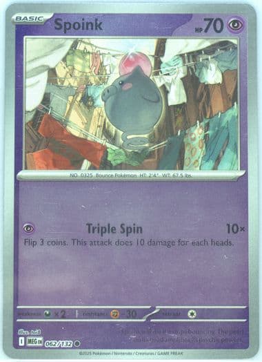 Spoink Reverse Holo (062) 2025 Pokemon Meg EN-Mega Evolution