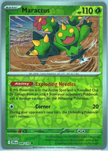 Maractus Reverse Holo (008) 2025 Pokemon Jtg EN-Journey Together