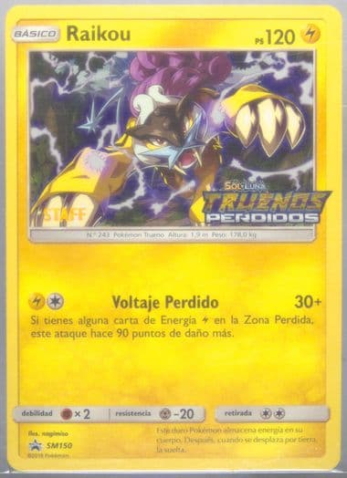 Raikou-Holo Lost Thunder Prerelease-Spanish-Staff (SM150) 2018 Pokemon SM Black Star Promo