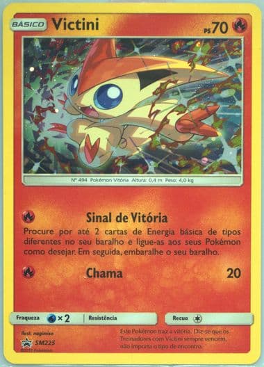 Victini-Holo Cosmic Eclipse Three Pack Blisters-Portuguese (SM225) 2019 Pokemon SM Black Star Promo