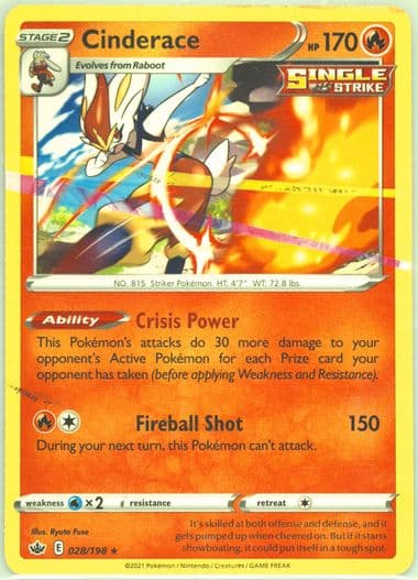 Cinderace Chilling Reign-Build & Battle (028) 2021 Pokemon Sword & Shield Chilling Reign