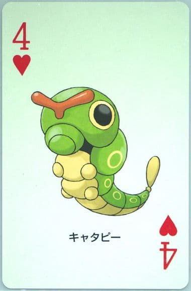 Caterpie 4 of Hearts 2004 Pokemon Firered Version Playing Cards