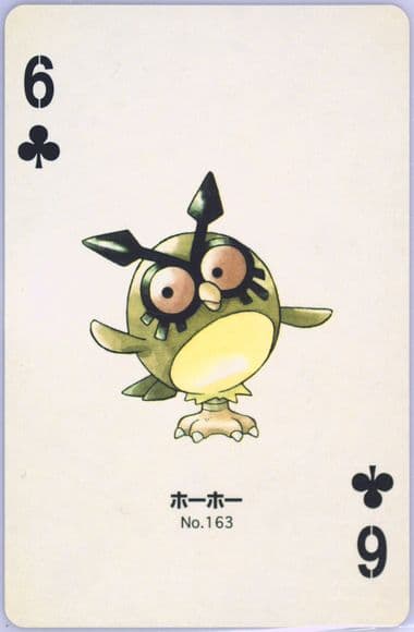 Hoothoot 6 of Clubs (163) 2000 Pokemon Gold Version Part 2 Playing Cards