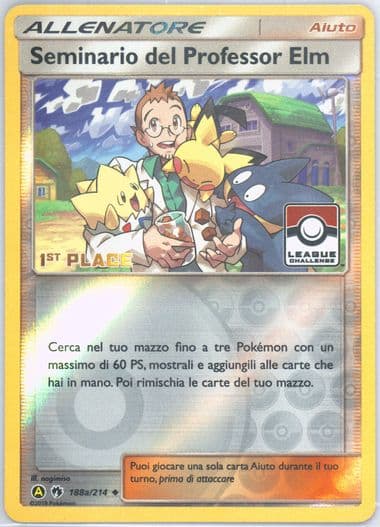 Seminario Del Professor Elm-Reverse Foil Yellow A Alternate Art-1st Place-League Challenge-Italian (188a) 2018 Pokemon Sun & Moon Lost Thunder
