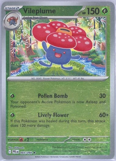 Vileplume Reverse Holo (003) 2025 Pokemon Pfl EN-Phantasmal Flames