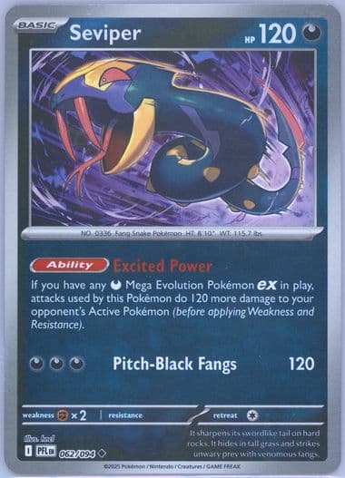 Seviper Reverse Holo (062) 2025 Pokemon Pfl EN-Phantasmal Flames