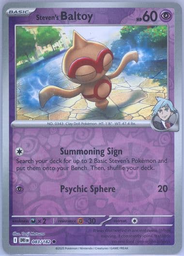 Steven's Baltoy Reverse Holo (083) 2025 Pokemon Dri EN-Destined Rivals