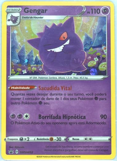 Gengar-Holo Champion's Path Special Pin Collection-Portuguese (052) 2020 Pokemon Swsh Black Star Promo