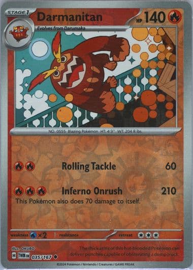 Darmanitan Reverse Holo (035) 2024 Pokemon Twm EN-Twilight Masquerade