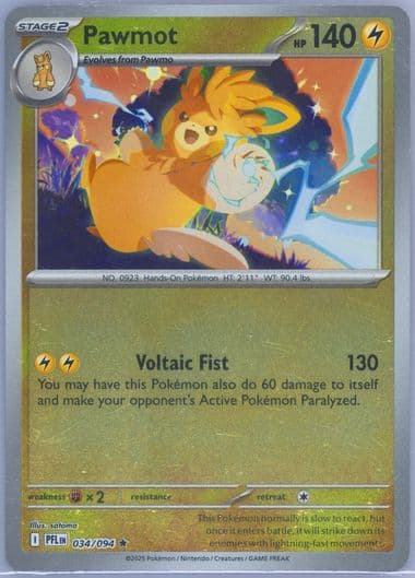 Pawmot Reverse Holo (034) 2025 Pokemon Pfl EN-Phantasmal Flames