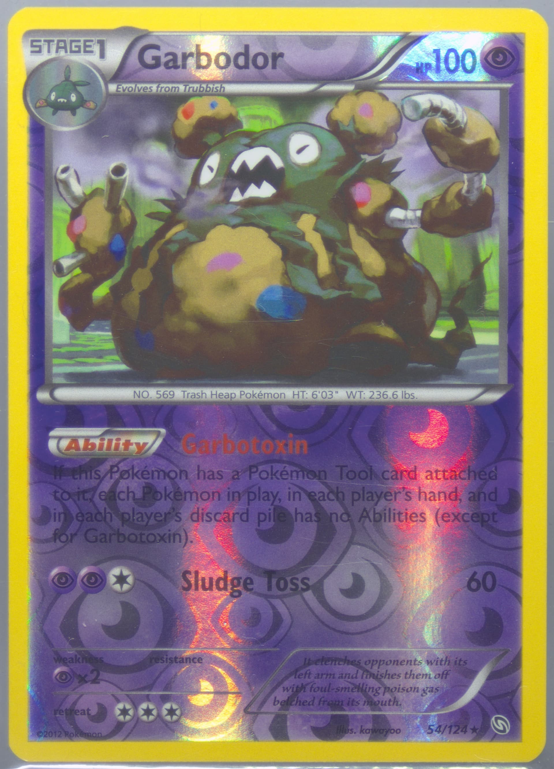 Garbodor-Reverse Foil (54) 2012 Pokemon Black & White Dragons Exalted