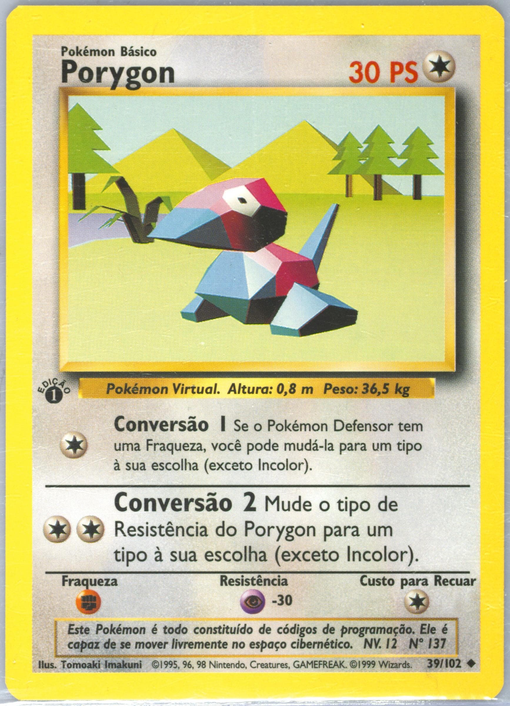 Porygon 1st Edition (39) 1999 Pokemon Portuguese
