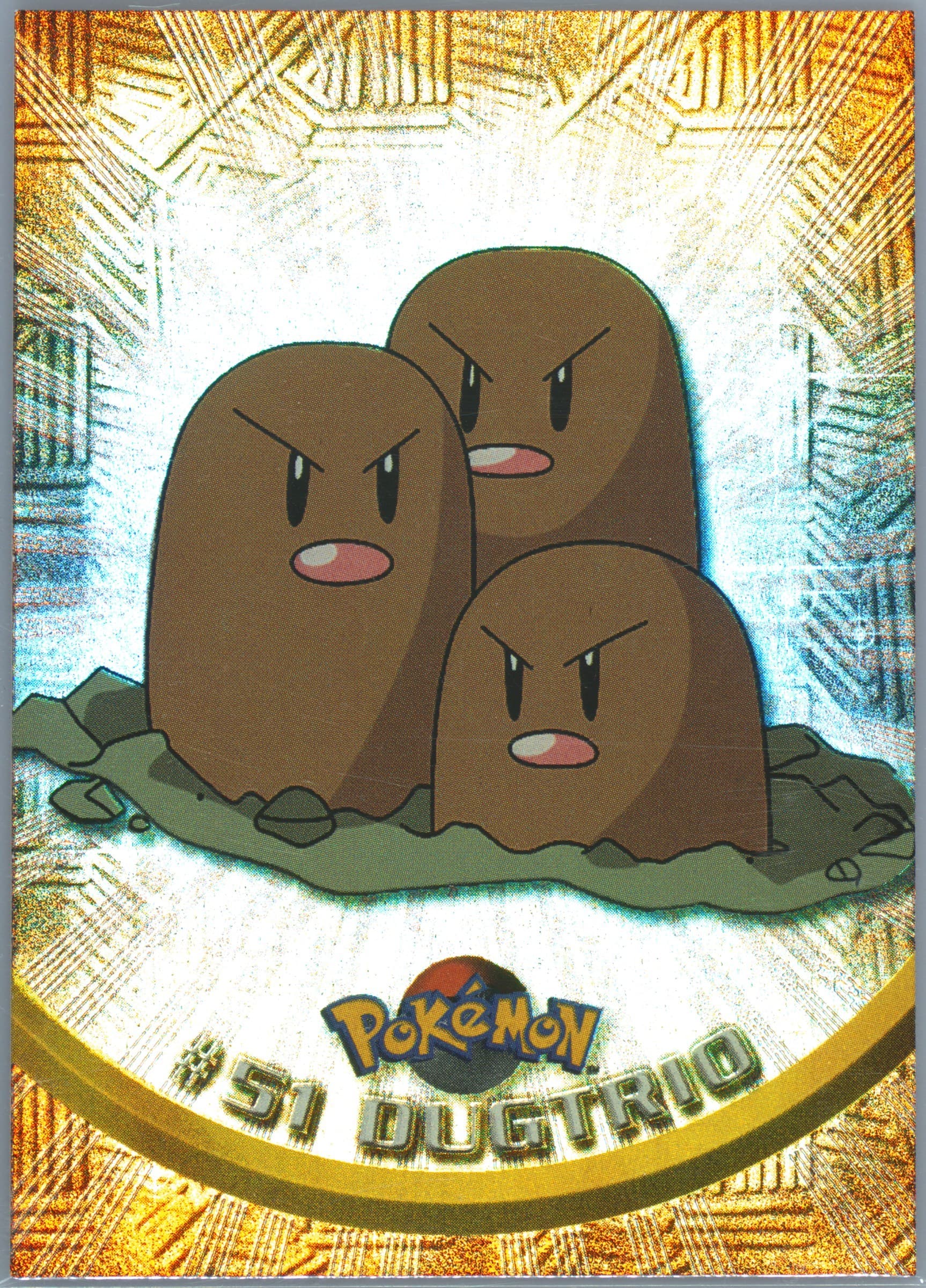 Dugtrio Rainbow Foil (51) 1999 Topps Pokemon TV