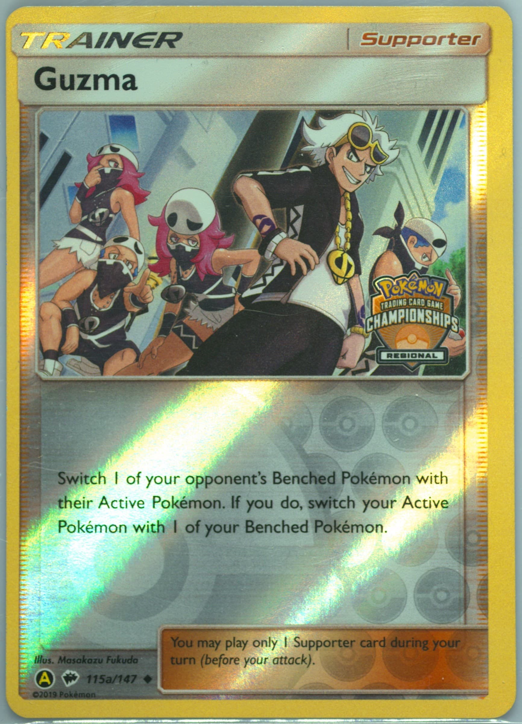 Guzma-Reverse Foil 2019 Yellow Alternative Art Regional Championship (115a) 2017 Pokemon Sun & Moon Burning Shadows