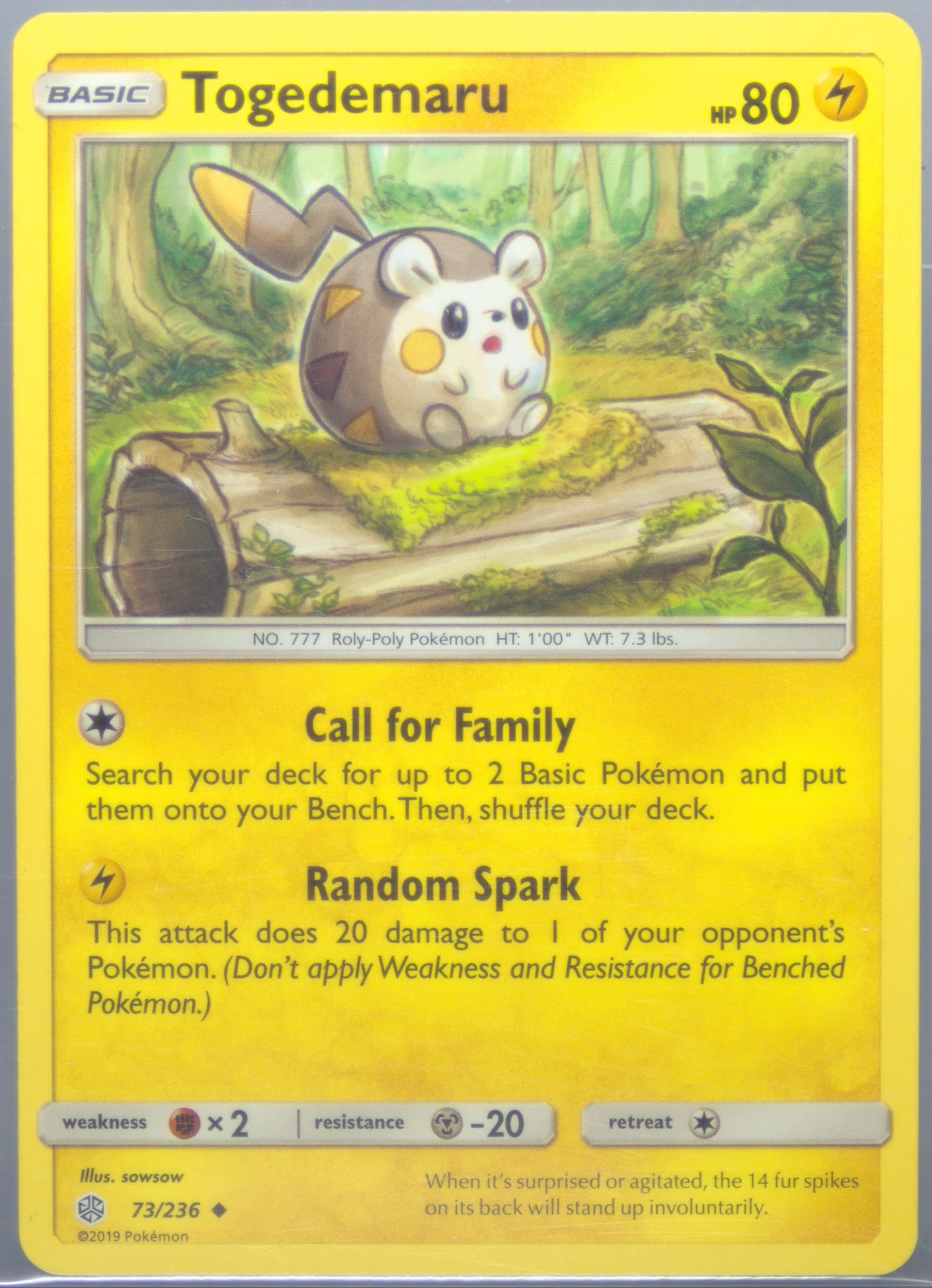 Togedemaru (73) 2019 Pokemon Sun & Moon Cosmic Eclipse