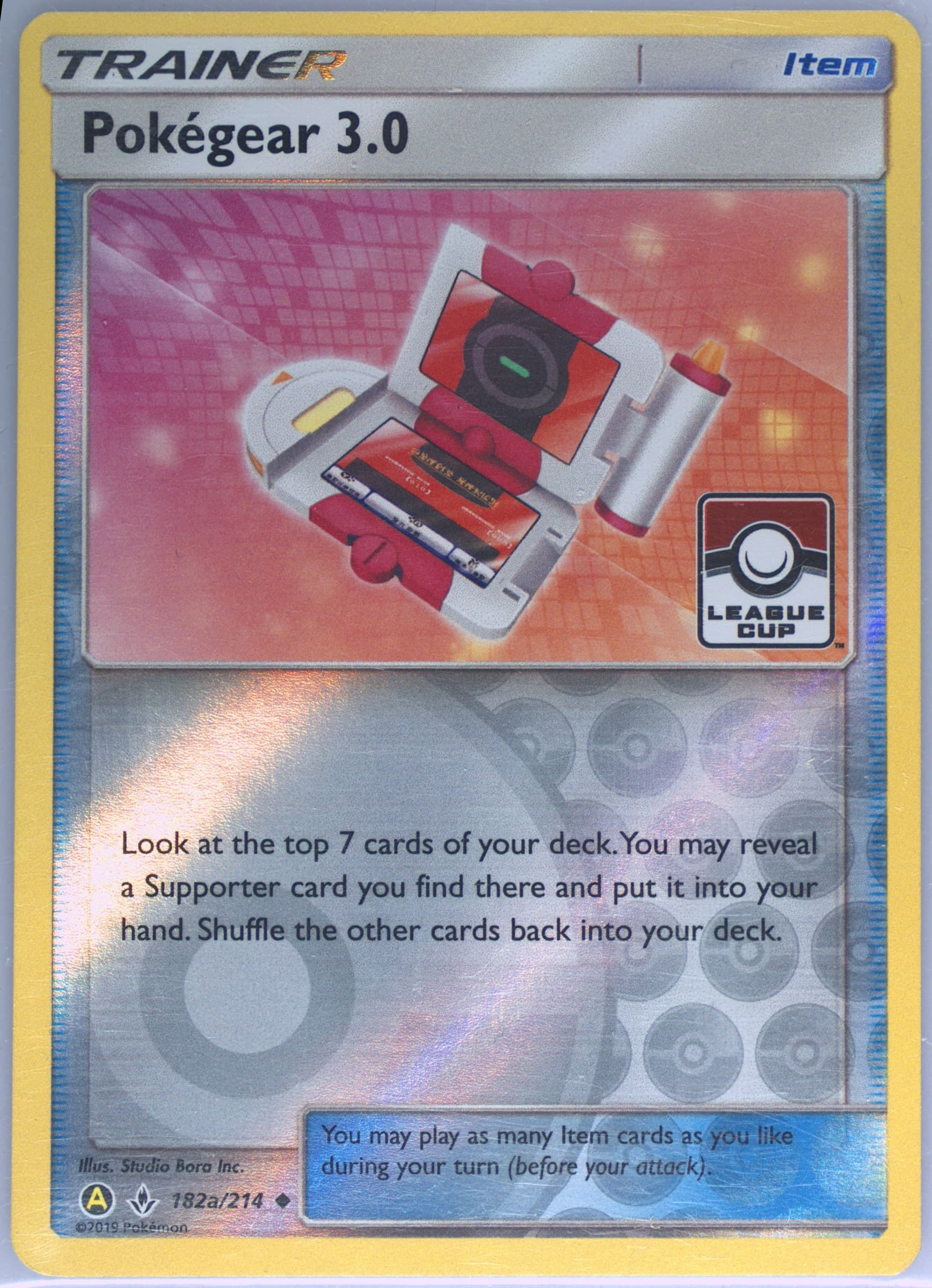 Pokegear 3.0-Reverse Foil Yellow A Alternate Art-League Cup (182a) 2019 Pokemon Sun & Moon Unbroken Bonds