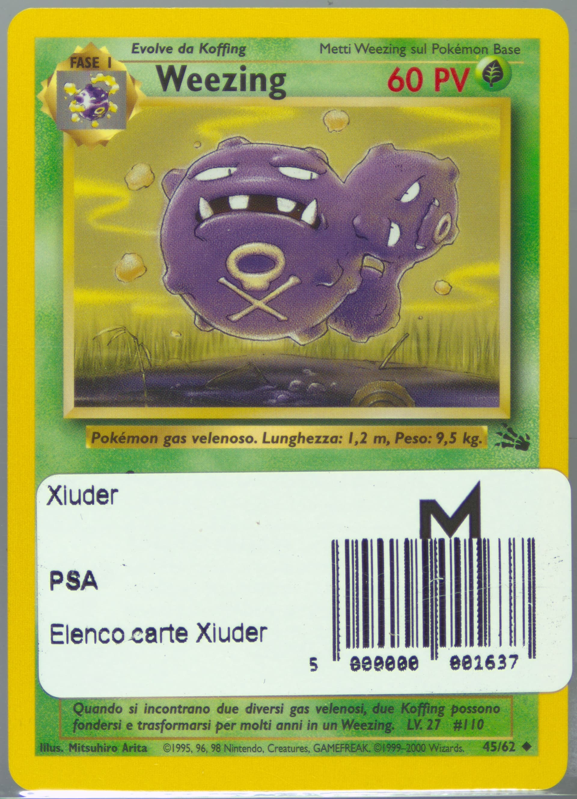 Weezing (45) 2000 Pokemon Italian Fossil
