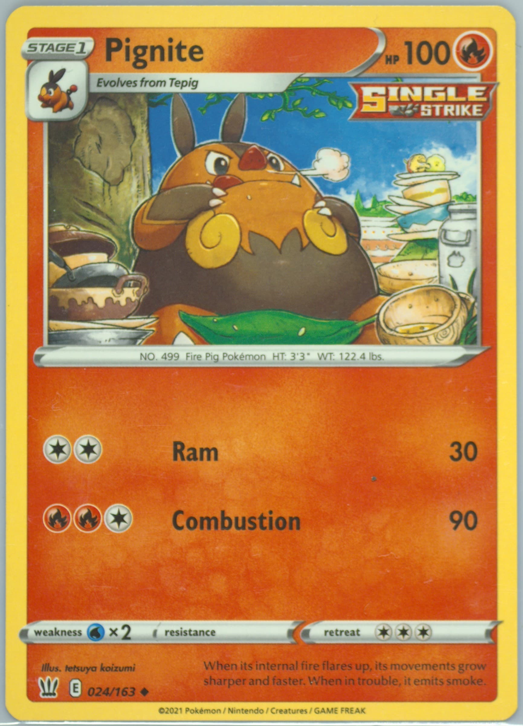 Pignite (024) 2021 Pokemon Sword & Shield Battle Styles