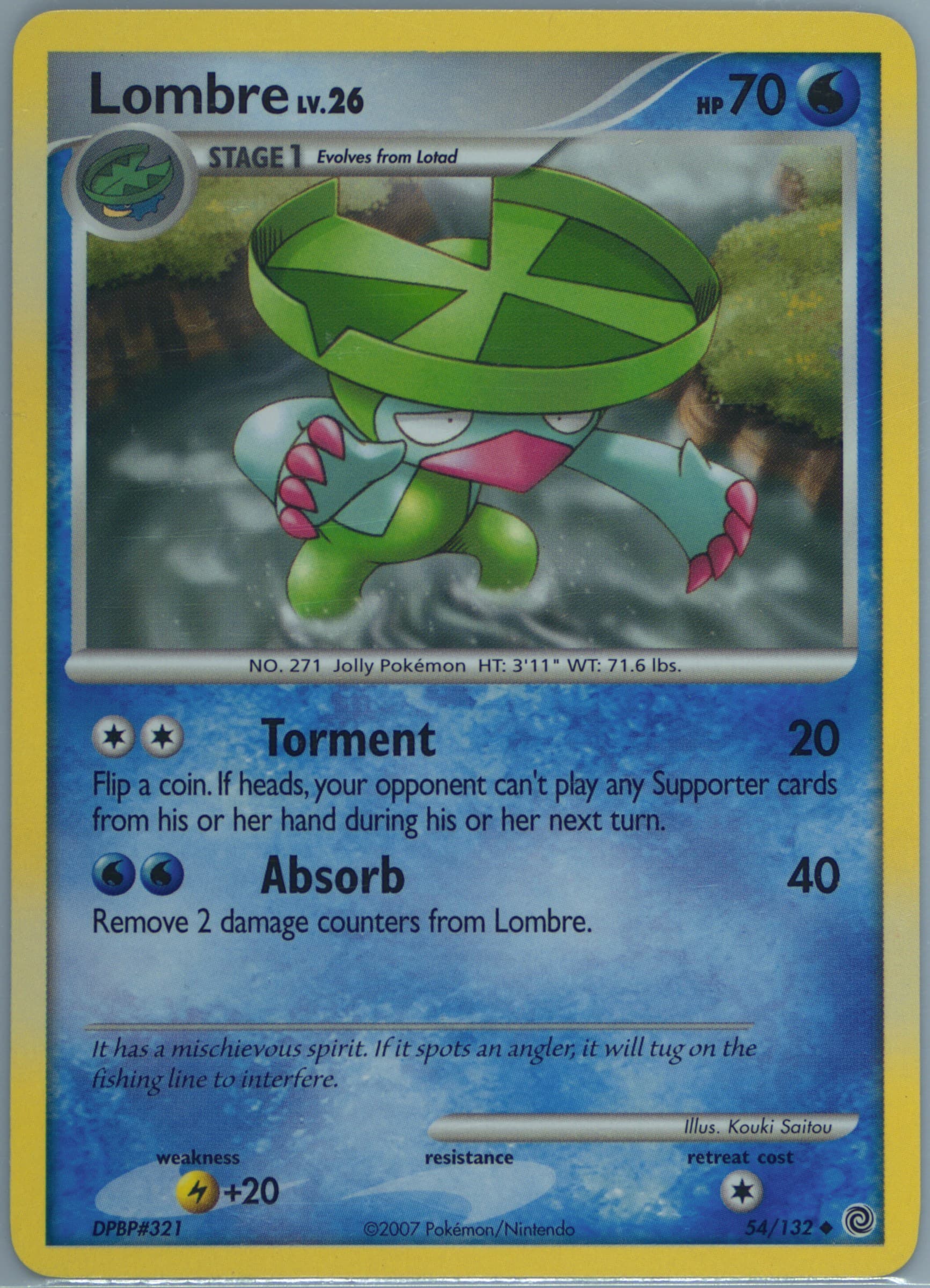 Lombre (54) 2007 Pokemon Diamond & Pearl Secret Wonders