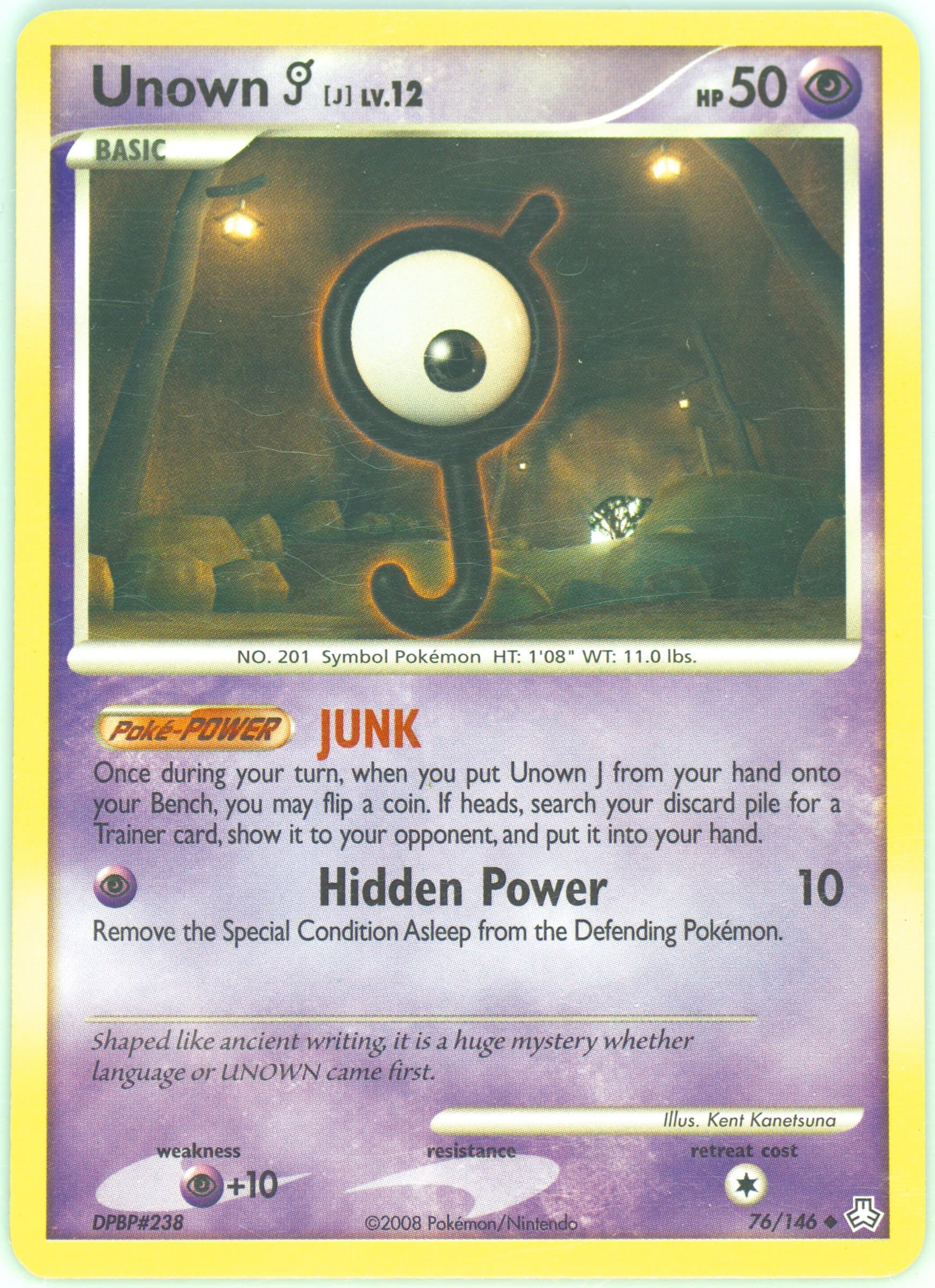 Unown J (76) 2008 Pokemon Diamond & Pearl Legends Awakened