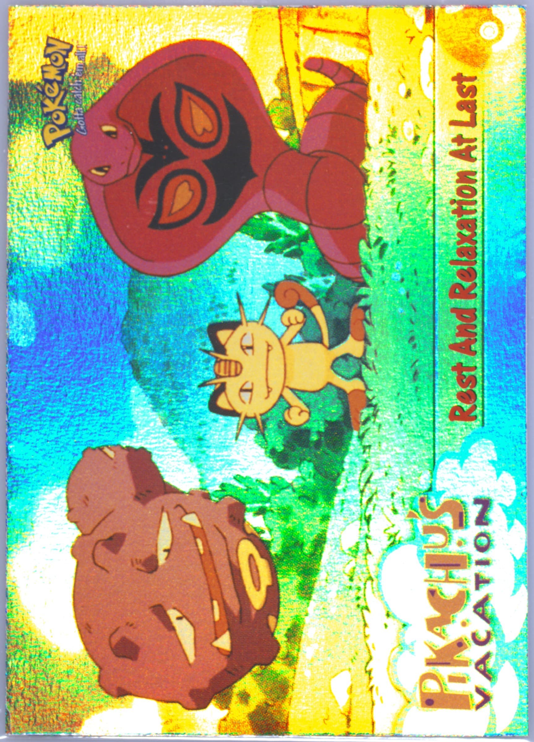 Movie Edition Rest and Relaxation at Last-Rainbow Foil (49) 1999 Topps Pokemon the Movie Edt