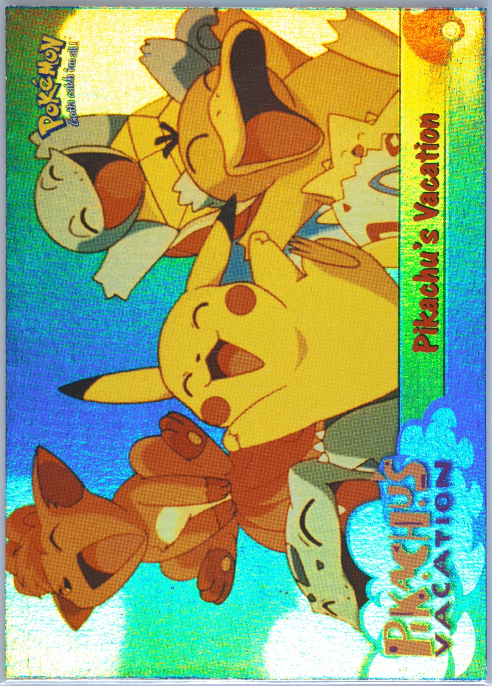 Movie Edition Pikachu's Vacation-Rainbow Foil (42) 1999 Topps Pokemon the Movie Edt