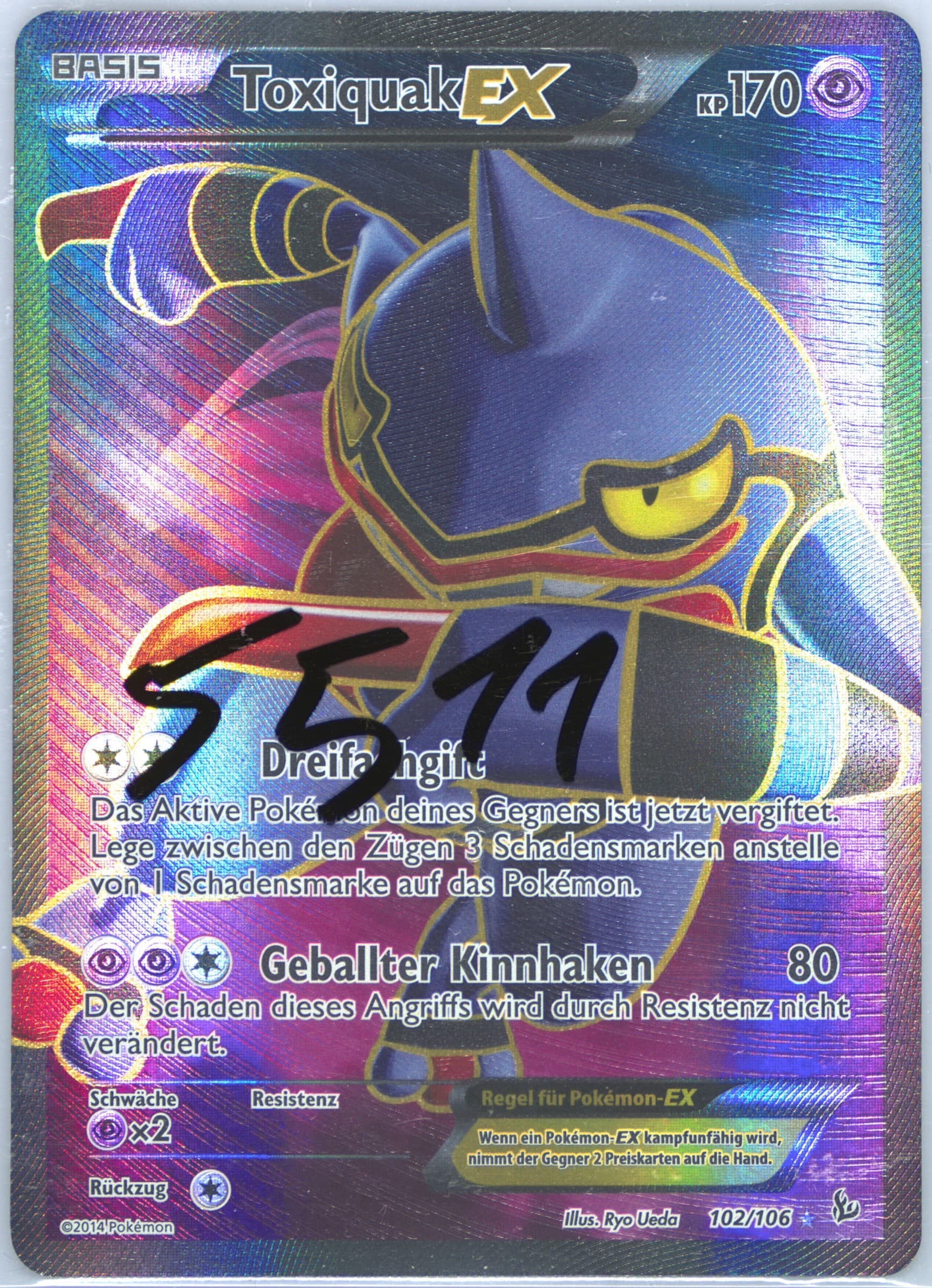 Full Art/Toxiquak EX German (102) 2014 Pokemon XY Flashfire