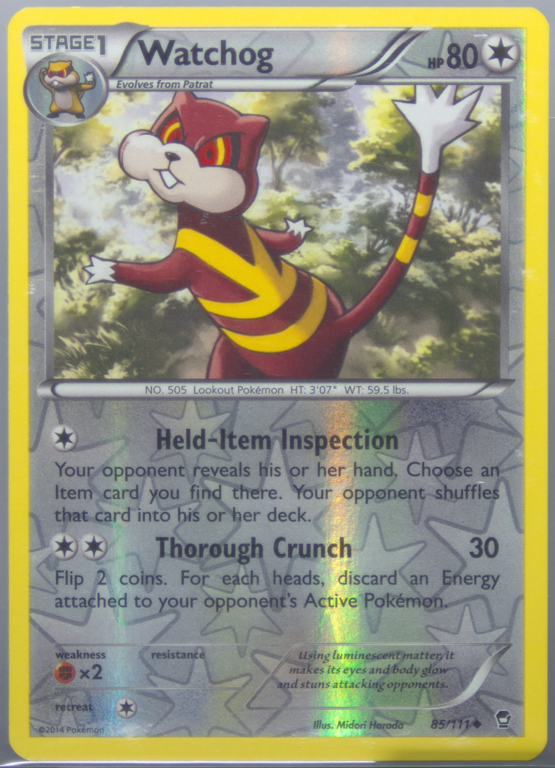 Watchog-Reverse Foil (85) 2014 Pokemon XY Furious Fists