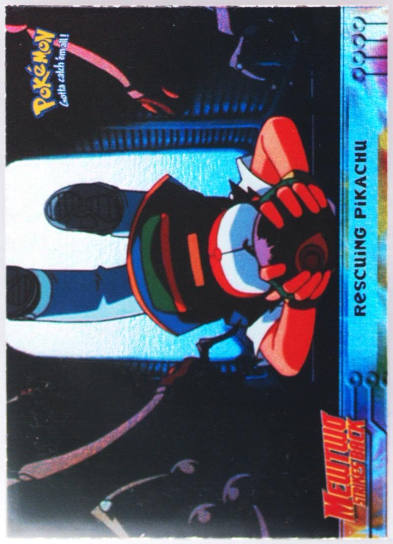 Movie Edition Rescuing Pikachu-Rainbow Foil (30) 1999 Topps Pokemon the Movie Edt