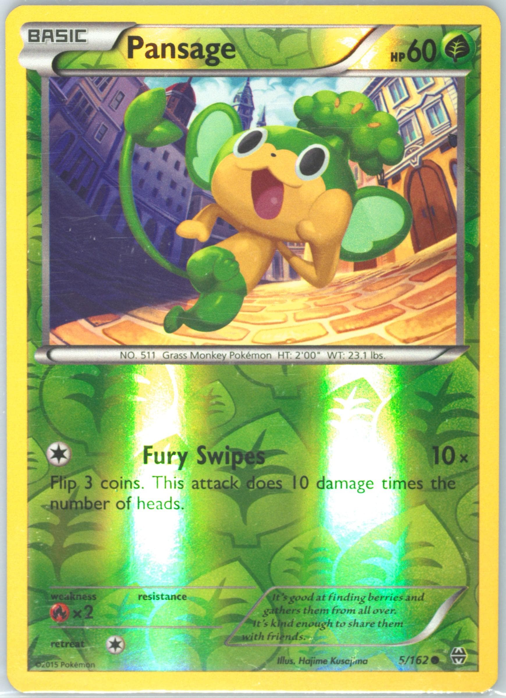 Pansage-Reverse Foil (5) 2015 Pokemon XY Breakthrough