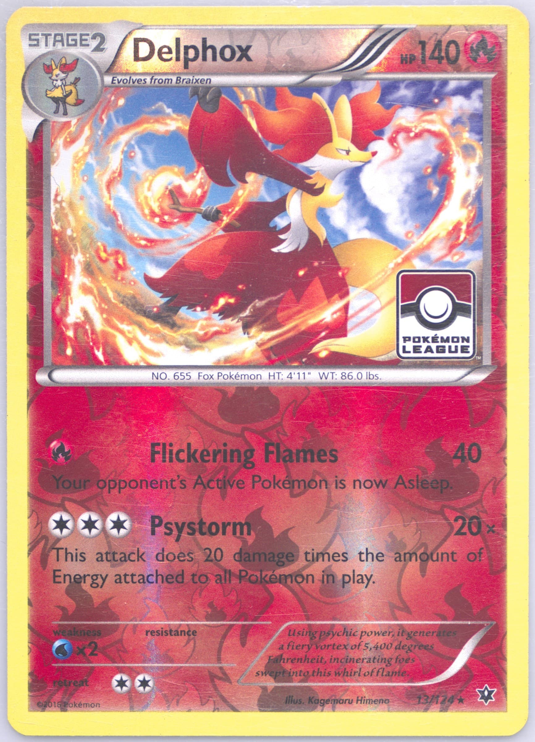 Delphox-Reverse Foil Pokemon League (13) 2016 Pokemon XY Fates Collide