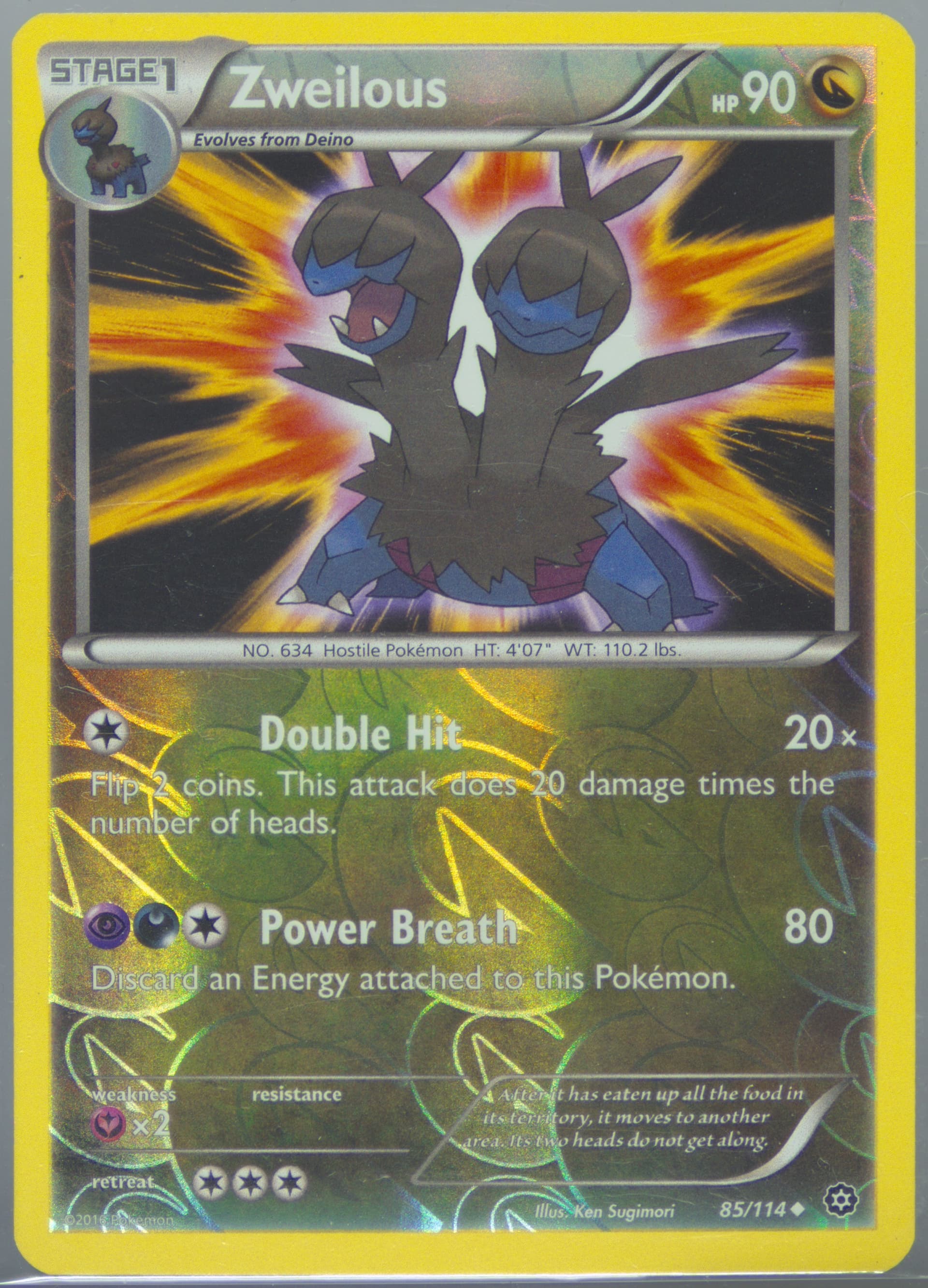 Zweilous-Reverse Foil (85) 2016 Pokemon XY Steam Siege