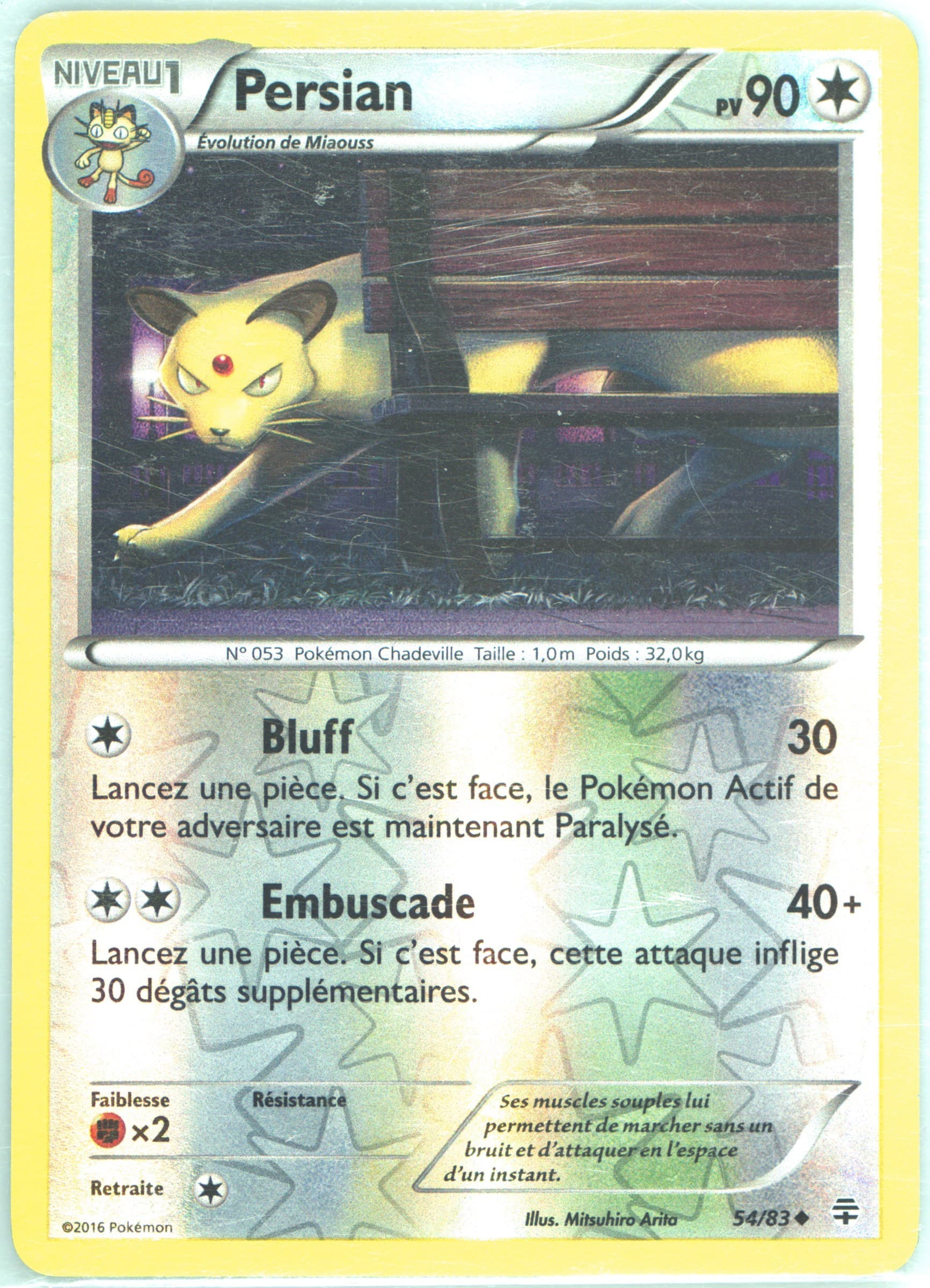 Persian-Reverse Foil French (54) 2016 Pokemon XY Generations