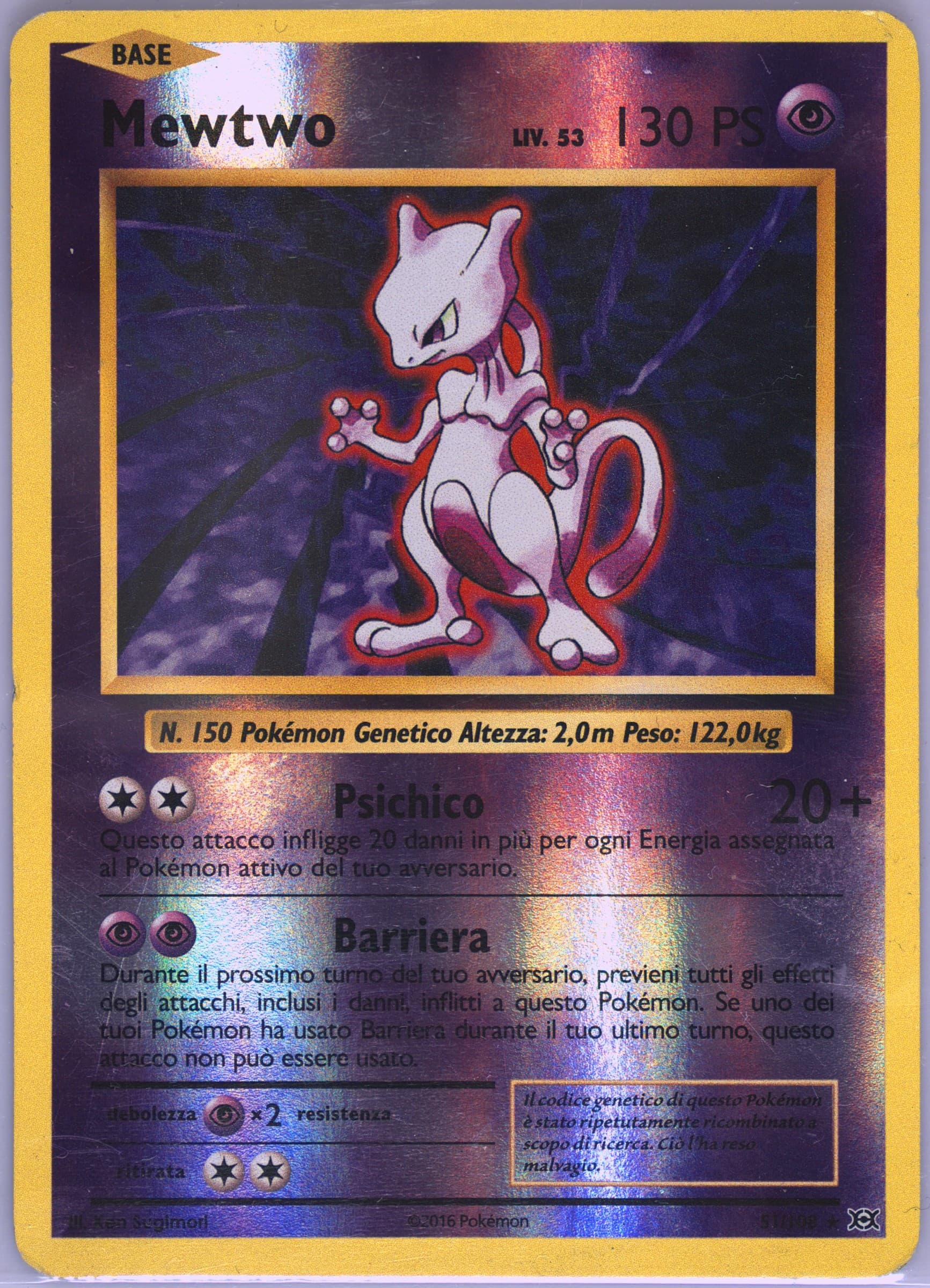 Mewtwo-Reverse Foil Italian (51) 2016 Pokemon XY Evolutions